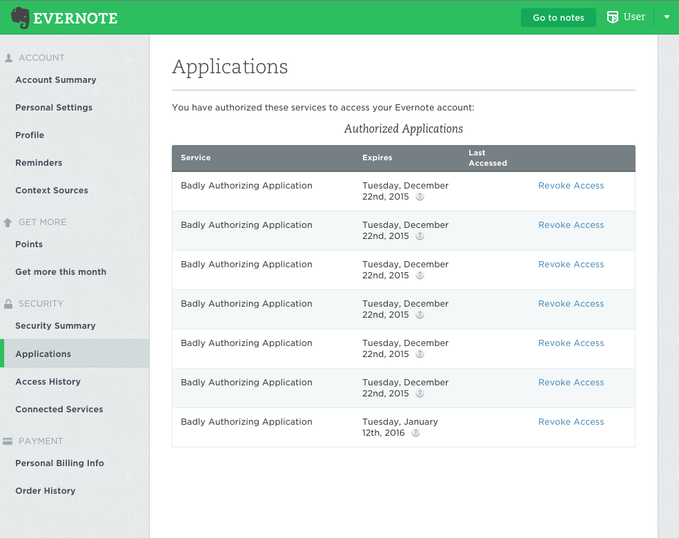 evernote desktop authentication token expired